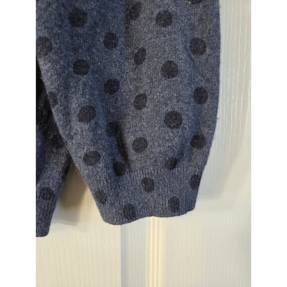 Boden Blue Polka Dot Cotton Cashmere Angora Blend Cardigan Sweater, Size 12 - Picture 11 of 12
